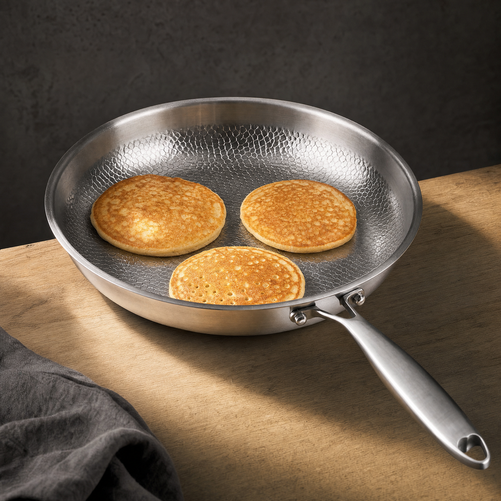 Pancakes cooking in the pan