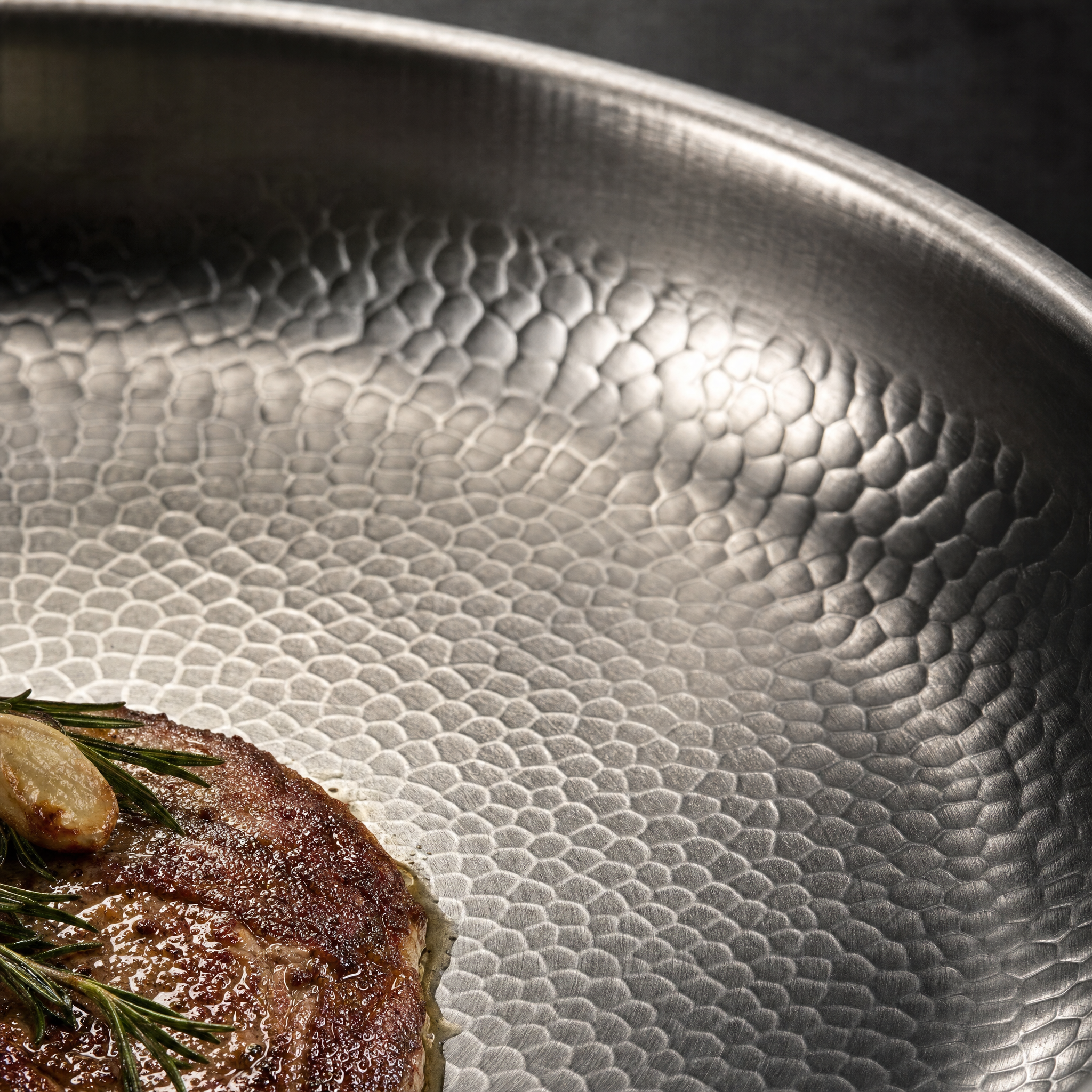 Our hammered titanium surface, close up