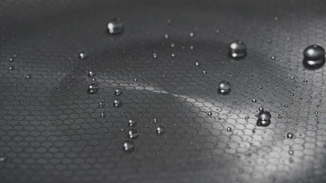 Water beading across the honeycomb surface