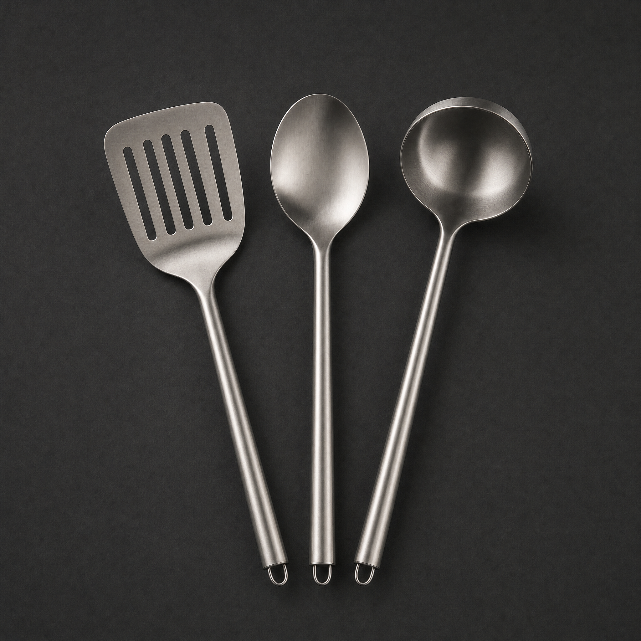 The three piece stainless utensil set