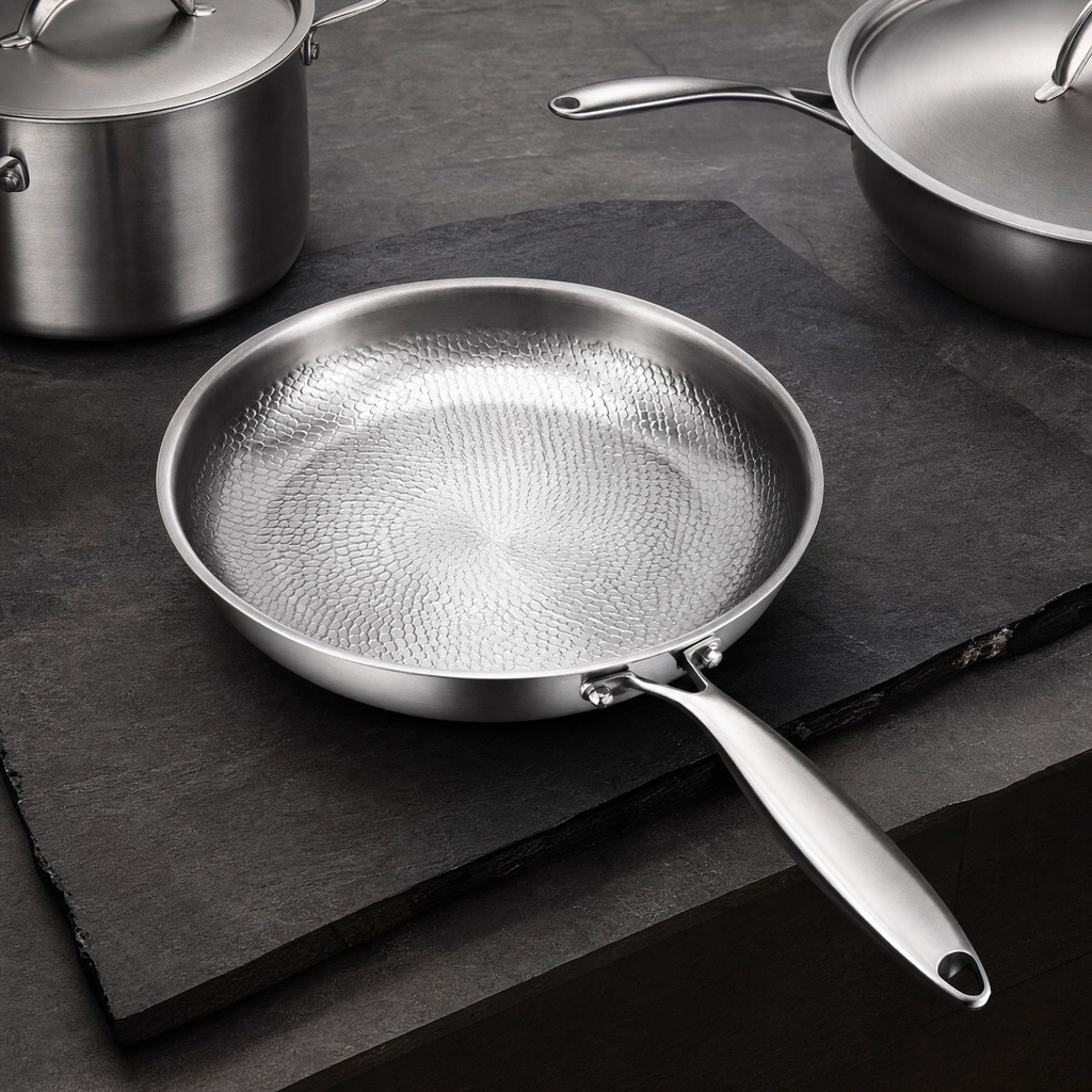 The pan with matching cookware