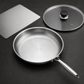 The pan, the lid and the prep board together